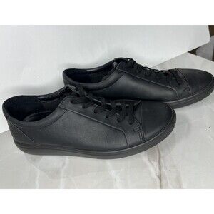 ECCO SOFT 7 Sz 40 Us 9 9.5 BLACK Leather City Sneakers Shoes Women